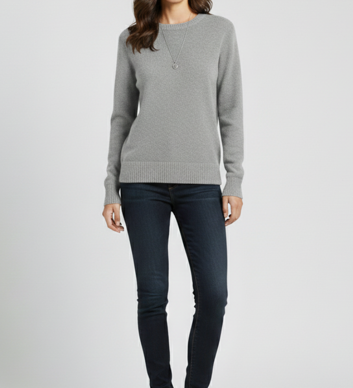 Ruby | Women's Round Neck Ribbed Hem Knit Sweater