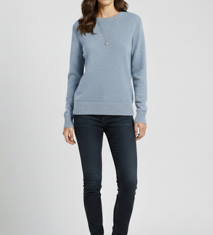 Ruby | Women's Round Neck Ribbed Hem Knit Sweater