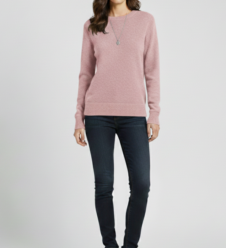 Ruby | Women's Round Neck Ribbed Hem Knit Sweater