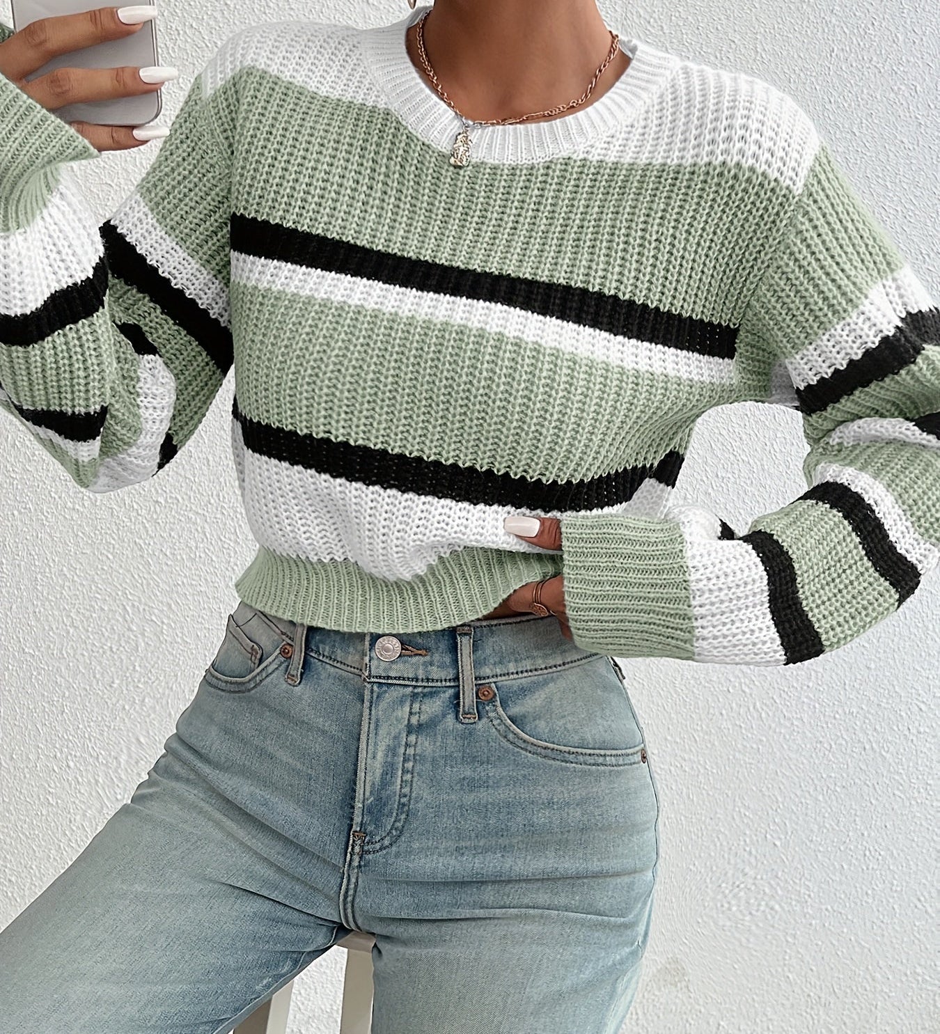 Luca | Striped Knit Cropped Sweater