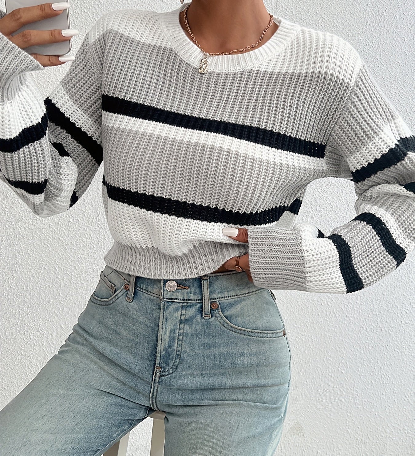 Luca | Striped Knit Cropped Sweater