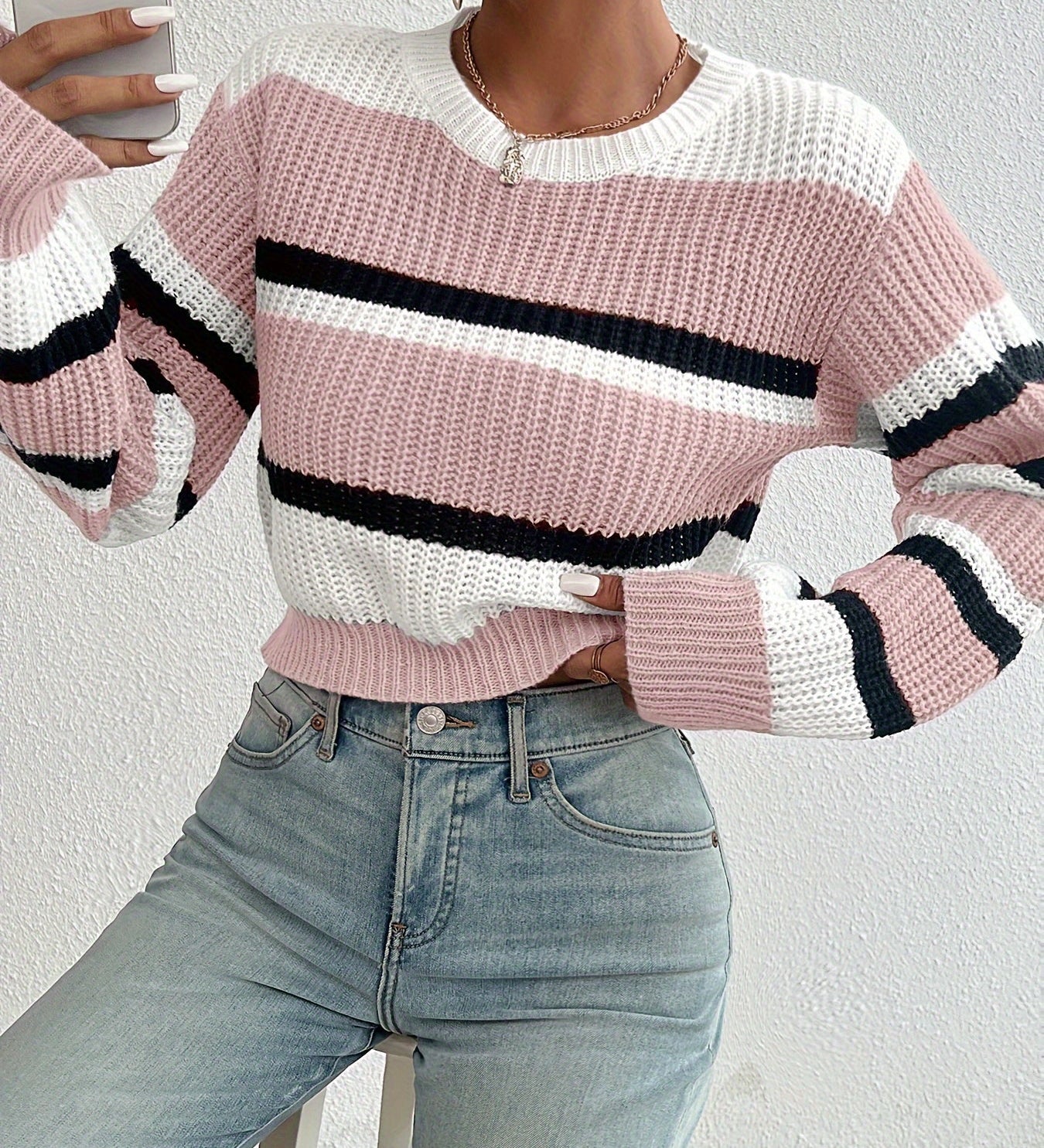 Luca | Striped Knit Cropped Sweater