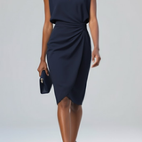 AUDREY | Ruched Keyhole Midi Dress