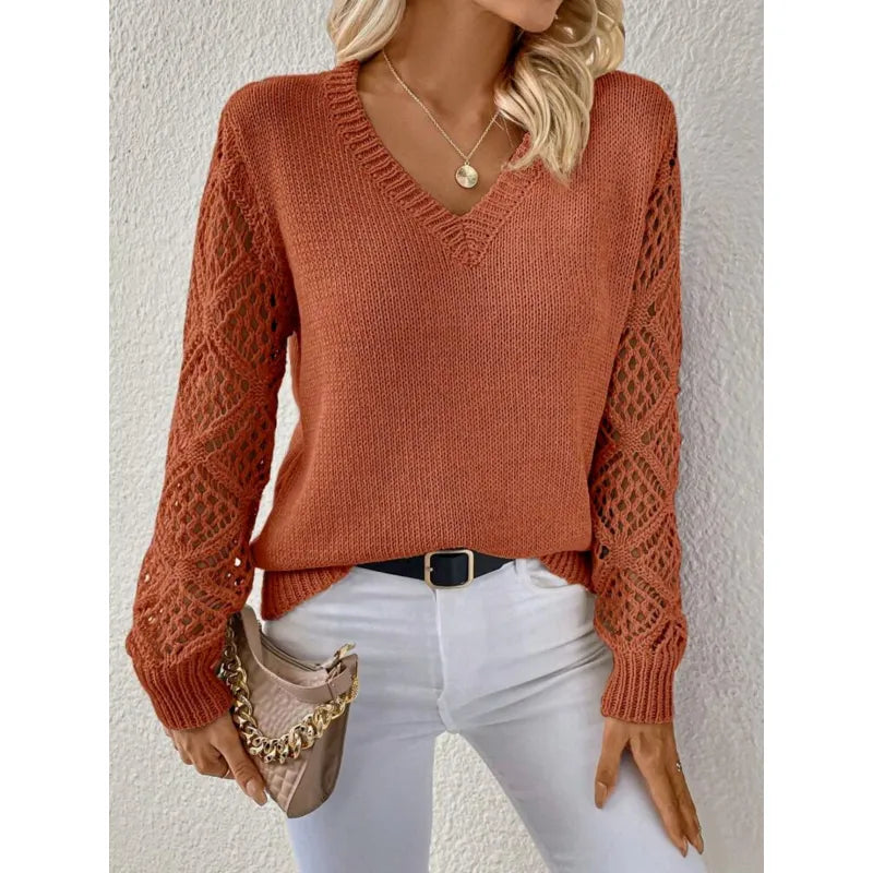 Elodie | Elegant V-Neck Knit Sweater