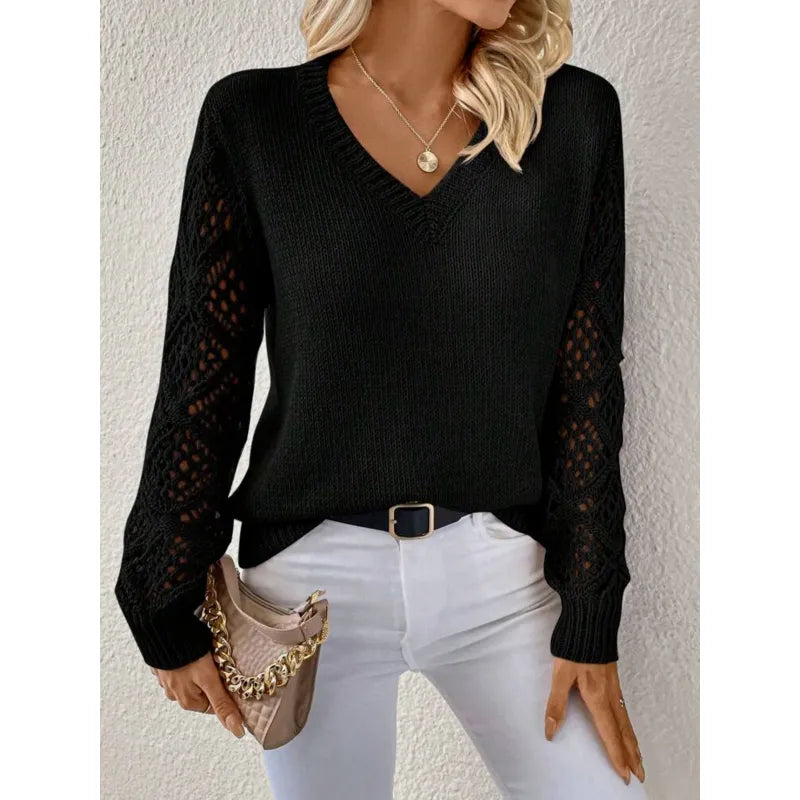 Elodie | Elegant V-Neck Knit Sweater