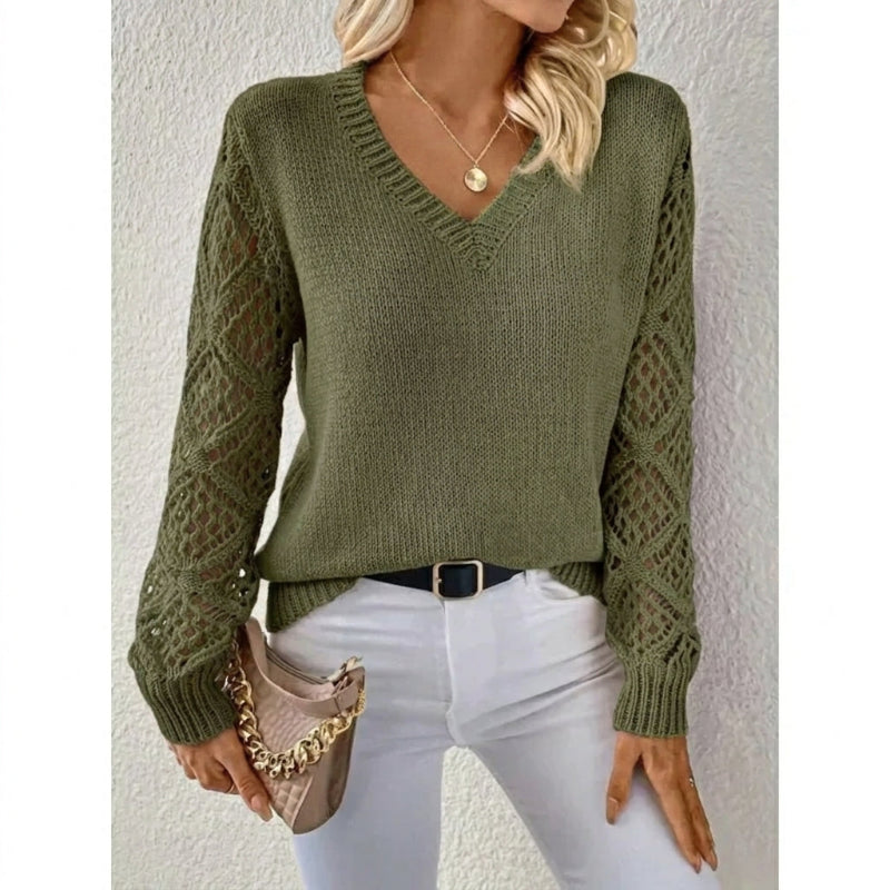 Elodie | Elegant V-Neck Knit Sweater