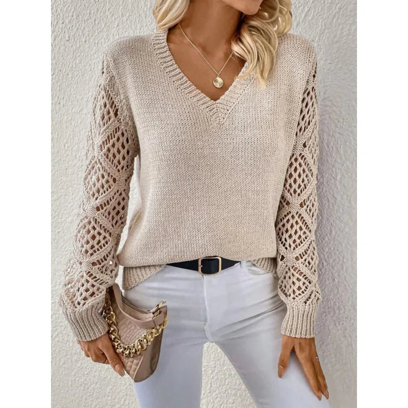 Elodie | Elegant V-Neck Knit Sweater