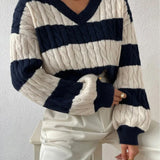 Amelie | Striped Cable Knit Sweater