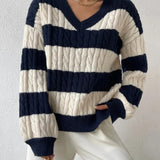 Amelie | Striped Cable Knit Sweater