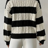 Amelie | Striped Cable Knit Sweater