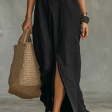 BEATRICE | Black Button-Front Maxi Dress