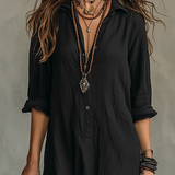 BEATRICE | Black Button-Front Maxi Dress