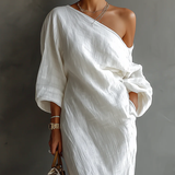 Carmen | Elegant One-Shoulder Maxi Dress in White