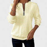 Minda - Women's Zip Sweater with Cable Knit
