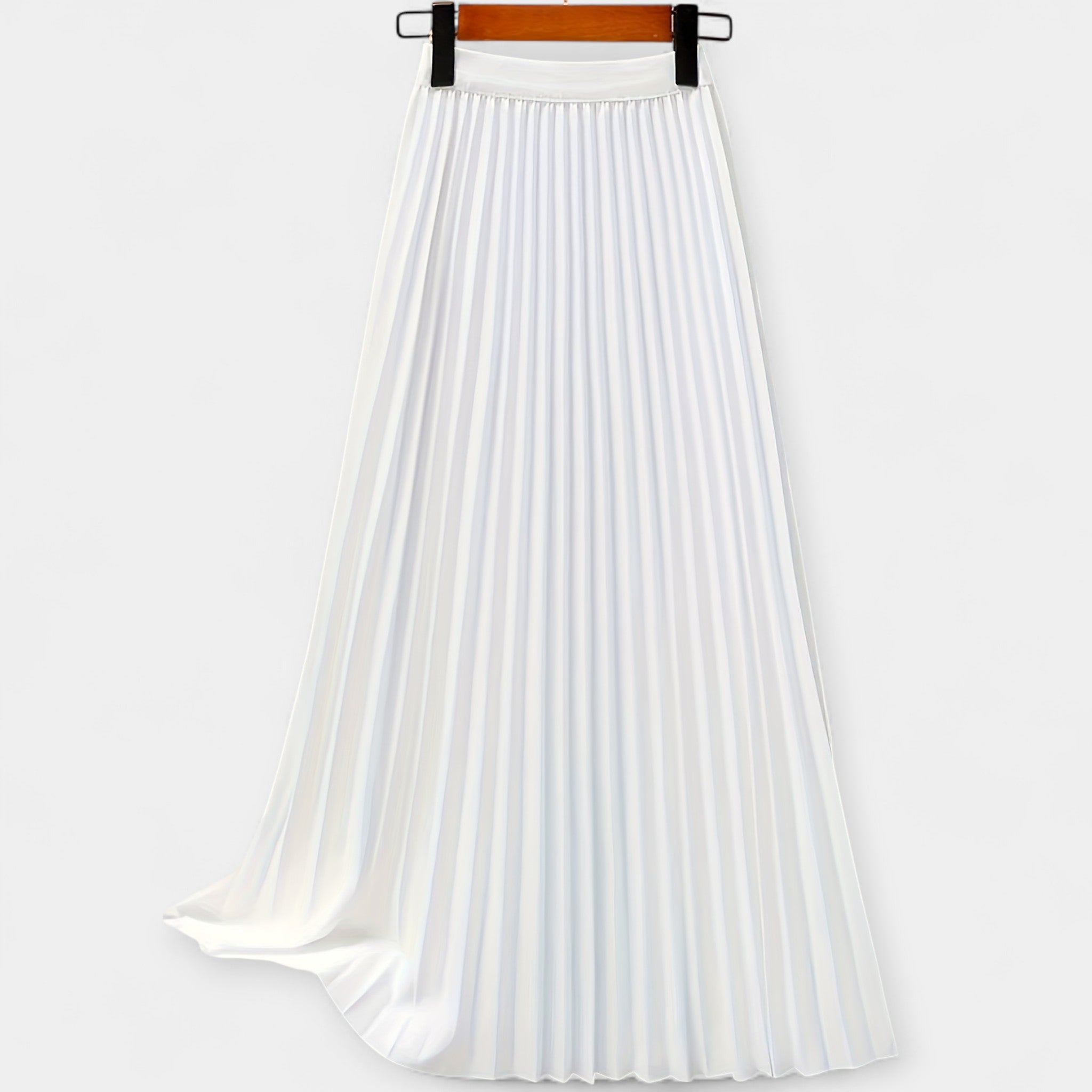 Pleated Satin Maxi Skirt