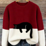 Ines | Cat Motif Wool-Mix Knit Sweater