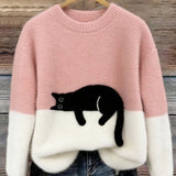 Ines | Cat Motif Wool-Mix Knit Sweater