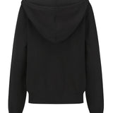 Black Hooded Cardigan with Buttons