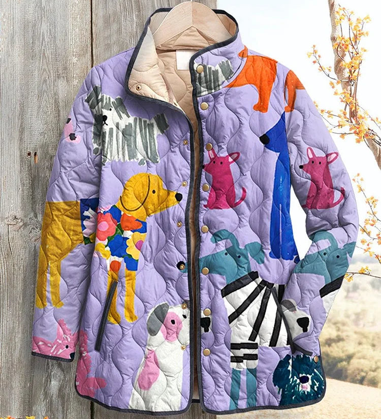 Sybil | Playful Puppy Quilted Jacket