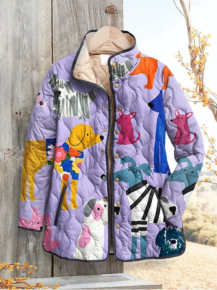 Sybil | Playful Puppy Quilted Jacket