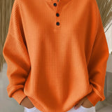 Mirabel | Cosy Waffle-Knit Henley Sweatshirt