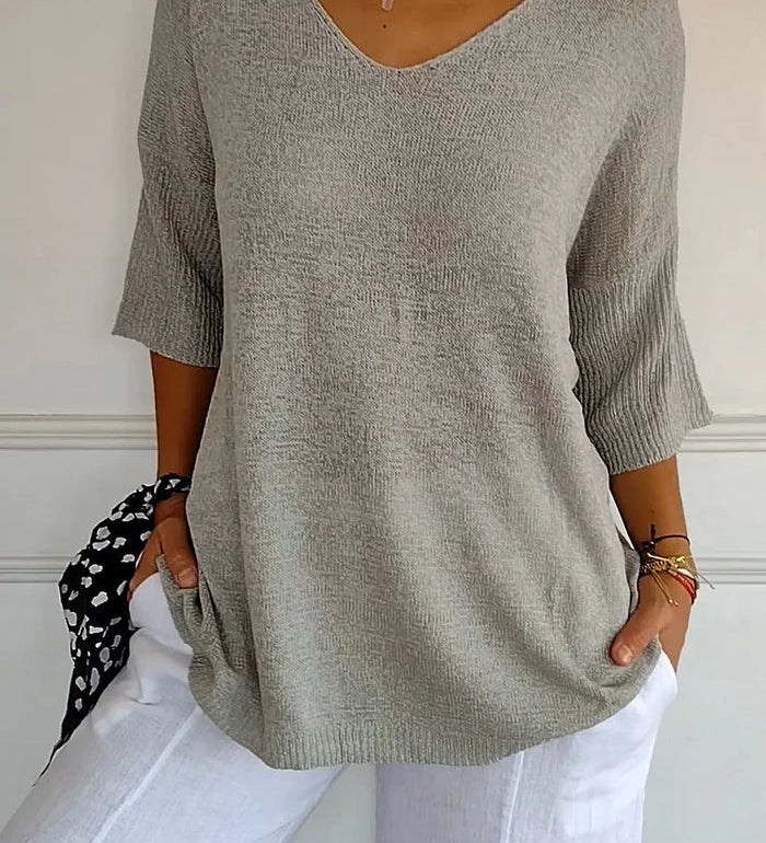 Kiara | Women's Oversized V-Neck Sweater Top