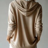 Khaki Hooded Cardigan with Buttons