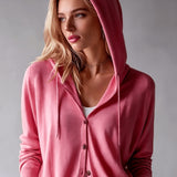 Pink Hooded Cardigan with Buttons