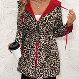 Adriana | Reversible Coat with Hood and Leopard Print