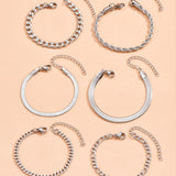 Set of 6 Cuban Chain Bracelets