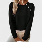 Roxanne - Elegant Women's Asymmetrical One-Shoulder Sweater with Buttons