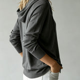 Dark Grey Hooded Cardigan with Buttons
