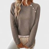 Roxanne - Elegant Women's Asymmetrical One-Shoulder Sweater with Buttons