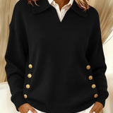 Vynette | Polo-Collar V-Neck Jumper