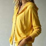 Mustard Hooded Cardigan with Buttons