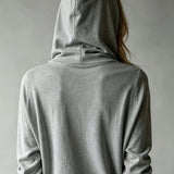 Grey Hooded Cardigan with Buttons