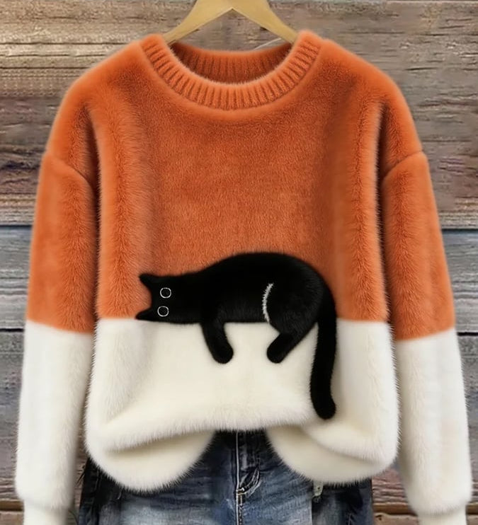 Ines | Cat Motif Wool-Mix Knit Sweater