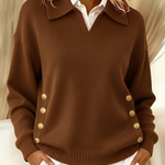 Vynette | Polo-Collar V-Neck Jumper