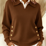 Vynette | Polo-Collar V-Neck Jumper