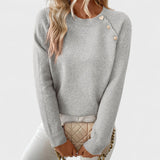 Roxanne - Elegant Women's Asymmetrical One-Shoulder Sweater with Buttons