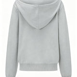 Light Grey Hooded Cardigan with Buttons