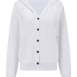 White Hooded Cardigan with Buttons
