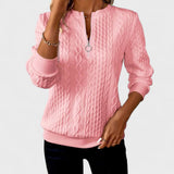 Minda - Women's Zip Sweater with Cable Knit