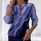 Valeria Brisa™ – Quarter Zip Sweatshirt with Abstract Print