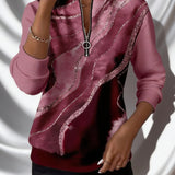 Valeria Brisa™ – Quarter Zip Sweatshirt with Abstract Print