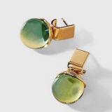 Vintage Green Crystal Earrings in Gold