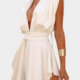 Rosalba Short Jumpsuit with Deep Neckline and Defined Waist