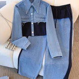 Ruth | Colourblock Short Jacket and Wide-Leg Trouser Set