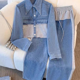 Ruth | Colourblock Short Jacket and Wide-Leg Trouser Set