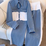 Ruth | Colourblock Short Jacket and Wide-Leg Trouser Set